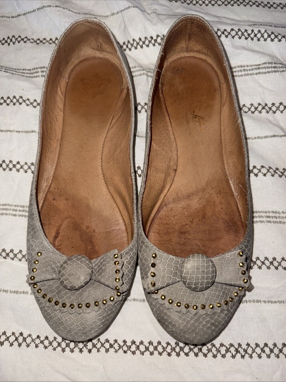 Anthropologie Miss Albright Grey Flats 7.5 Shoes Casual Business